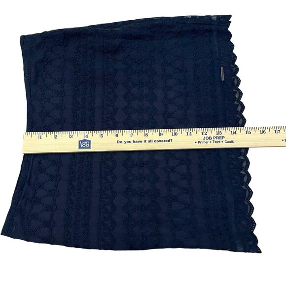 Y2K Abercrombie And Fitch Embroidered Mesh Mini Skirt 2 Navy Straight Preppy - Picture 7 of 7